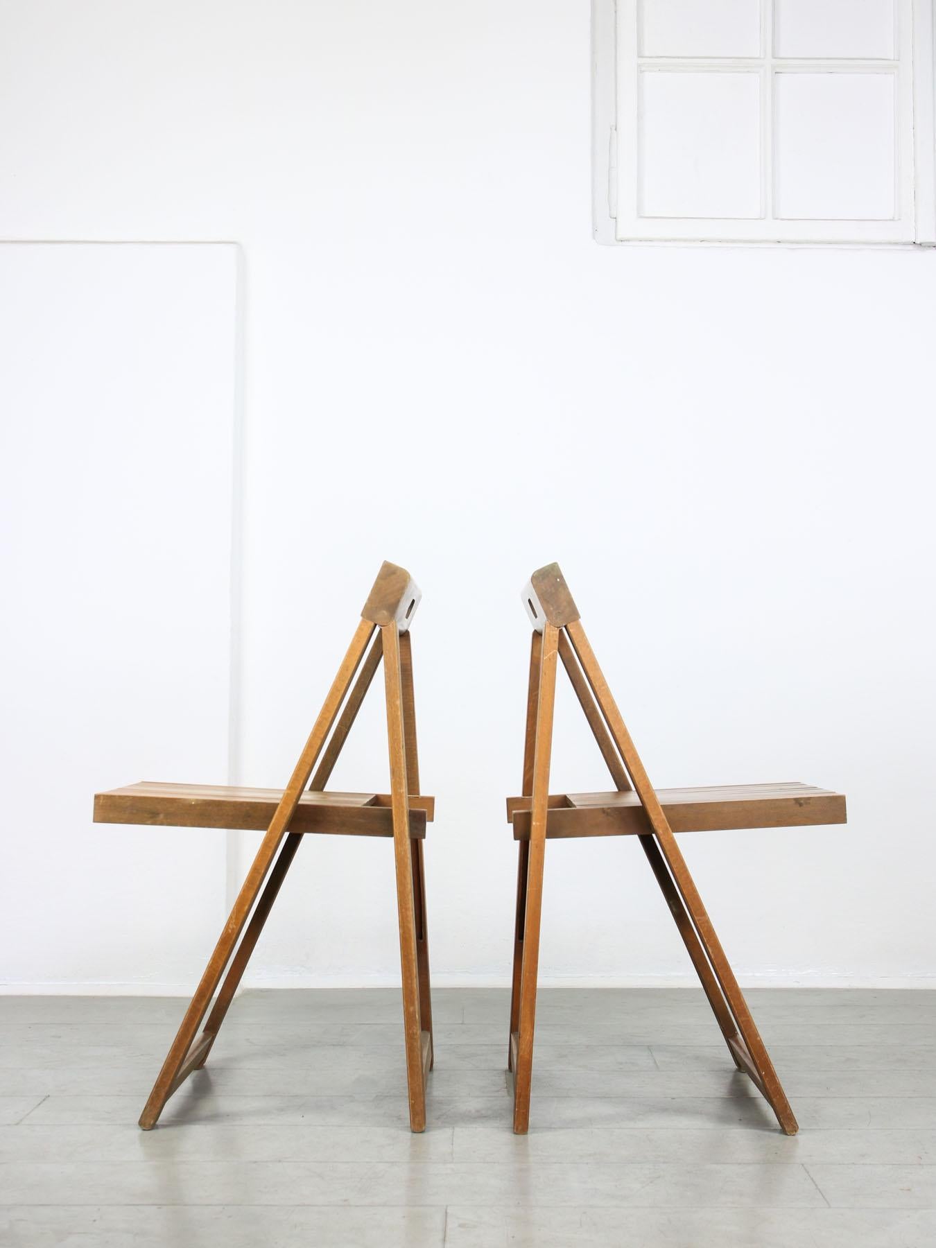 Italian Vintage Trieste Folding Chairs by Aldo Jacober, Set of 2 For Sale