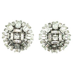 Retro Trifari Art Deco Crystal Cocktail Earrings 1950s