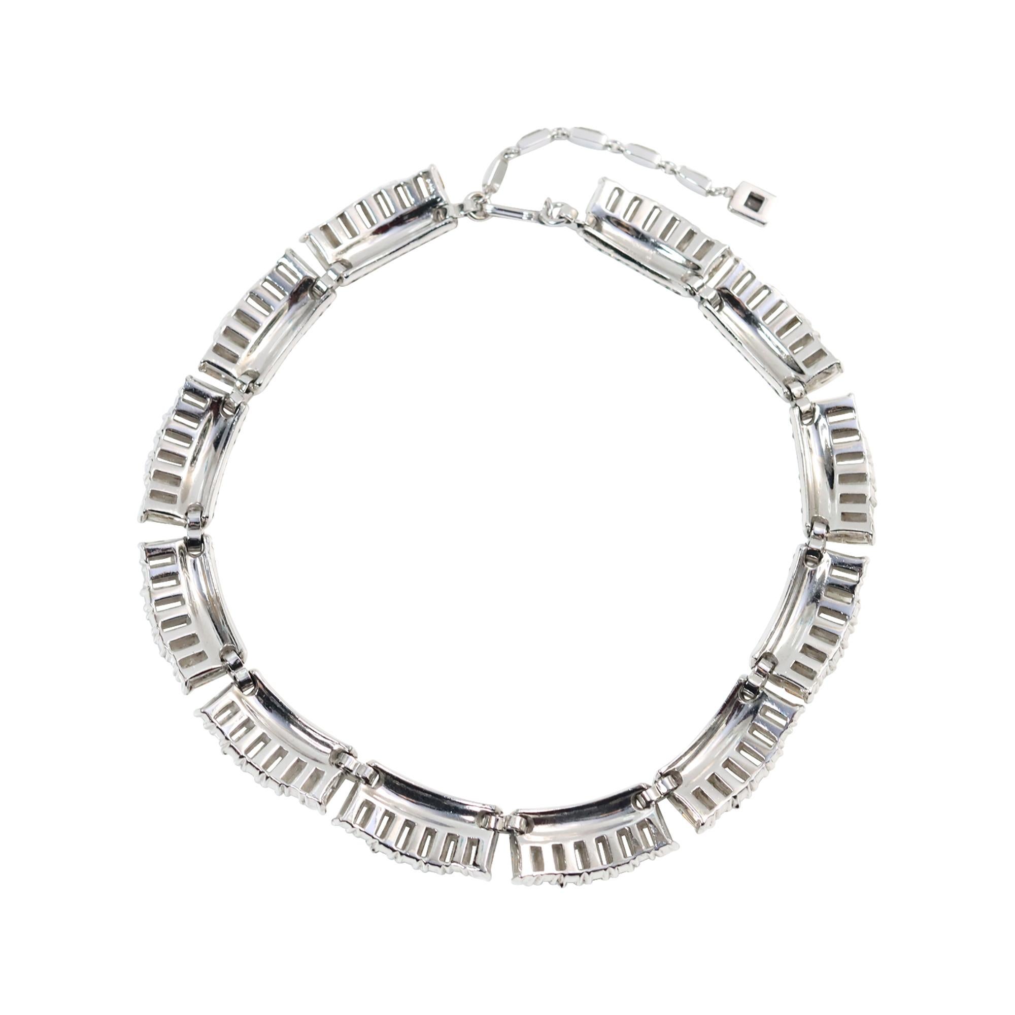 Vintage Trifari Baguette and Pave Choker  Necklace Circa 1960s For Sale 3