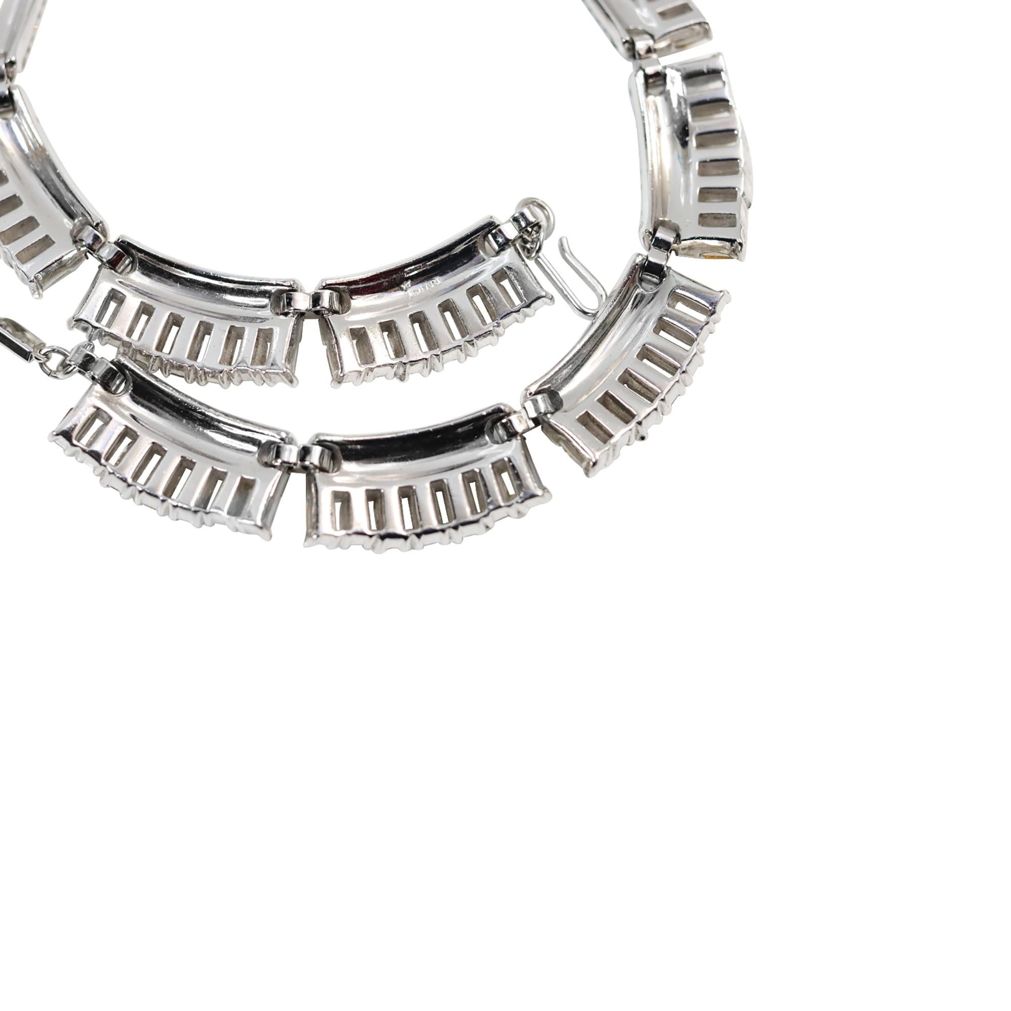 Vintage Trifari Baguette and Pave Choker  Necklace Circa 1960s For Sale 4