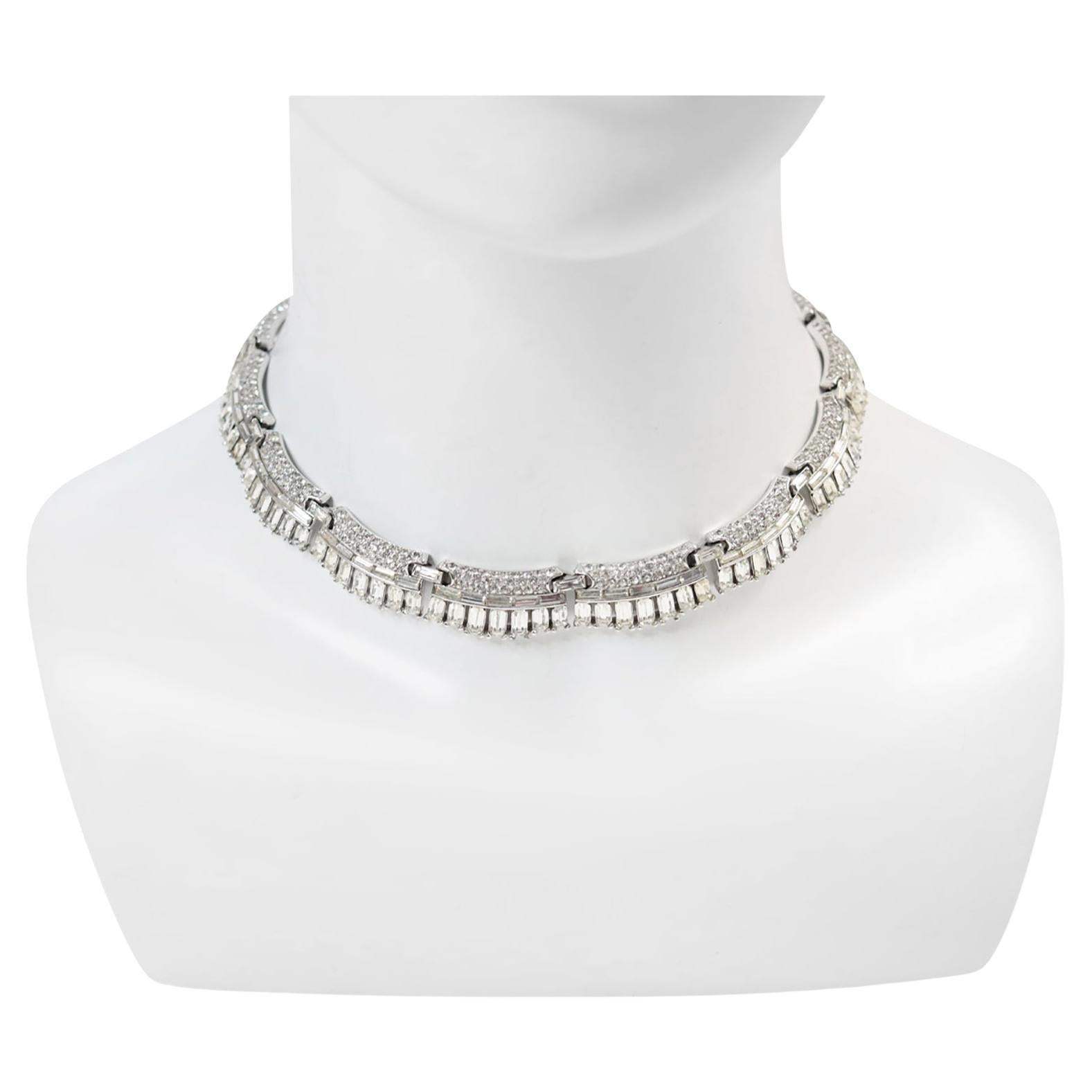 Gargantilla vintage Trifari Baguette y Pave  Collar Circa 1960s