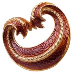 Vintage Trifari Brown Enamel Brooch 1960эы