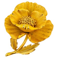 Vintage TRIFARI crown gold huge flower designer runway brooch