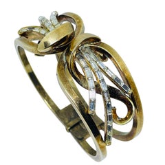 Bracelet vintage TRIFARI crown signé or plaqué or avec strass baguettes