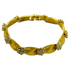 Vintage TRIFARI crown signed gold tone rhinestones designer bracelet
