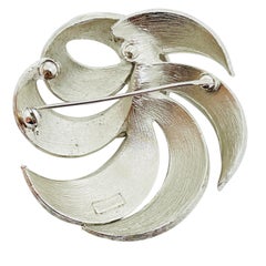 Vintage TRIFARI crown signed silver tone designer brooch