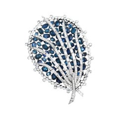 Vintage Trifari Diamante and Sapphire Stone Color Large Brooch Circa 1960s