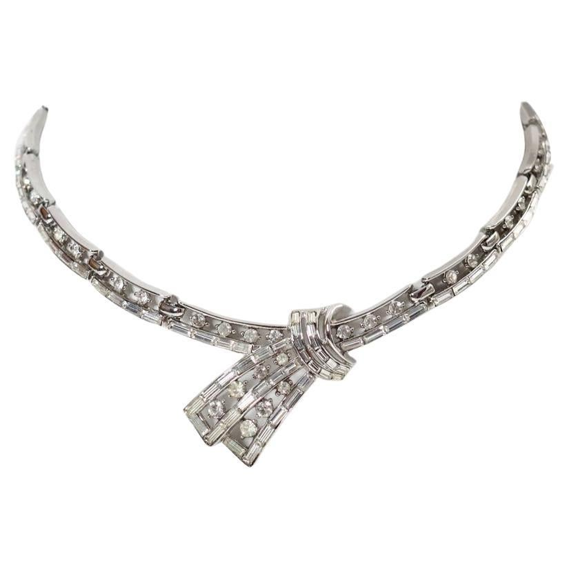 Vintage Trifari Diamante Channel Set Tie Choker Circa 1960s For Sale