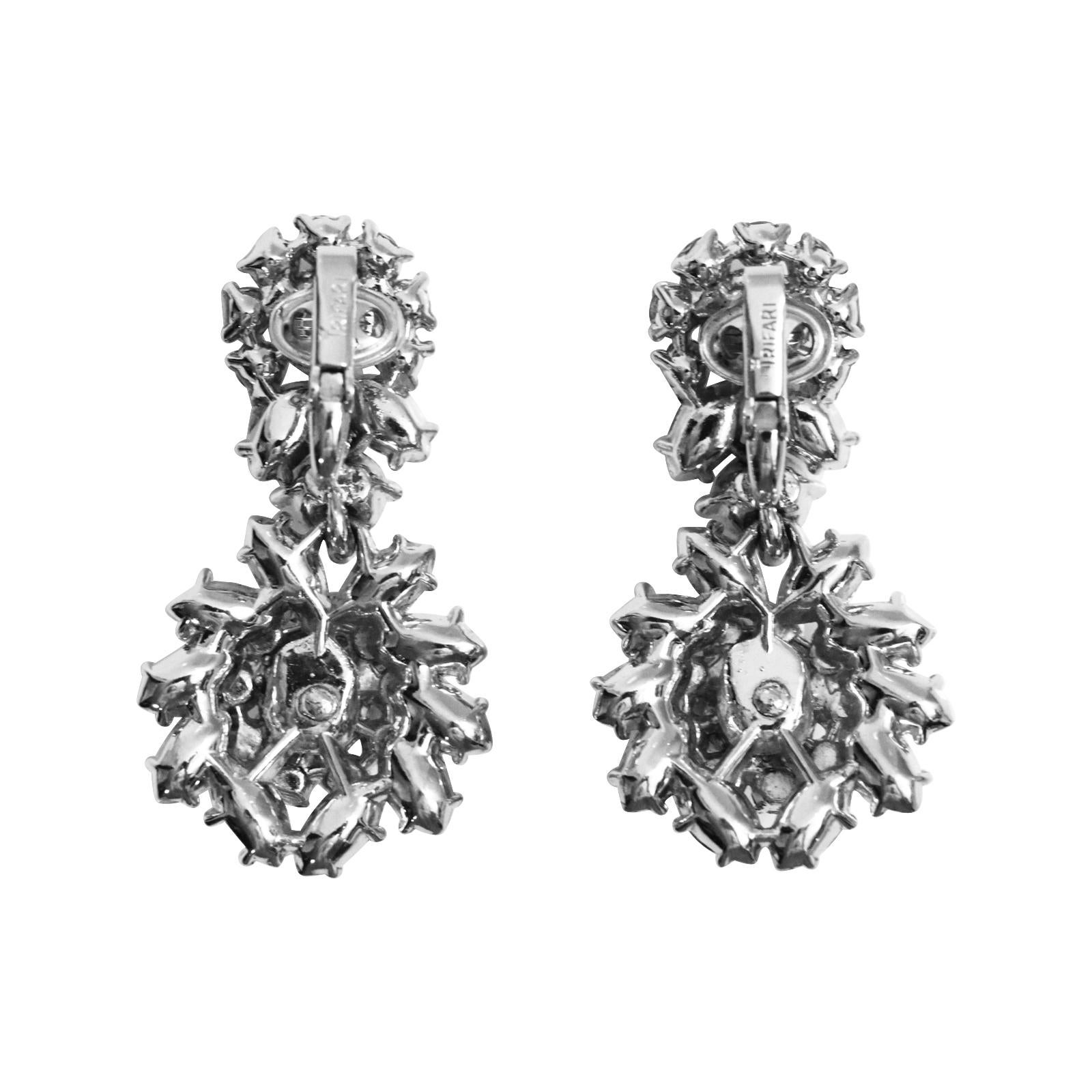 Vintage Trifari Diamante Dangling Earrings, circa 1950s In Good Condition In New York, NY