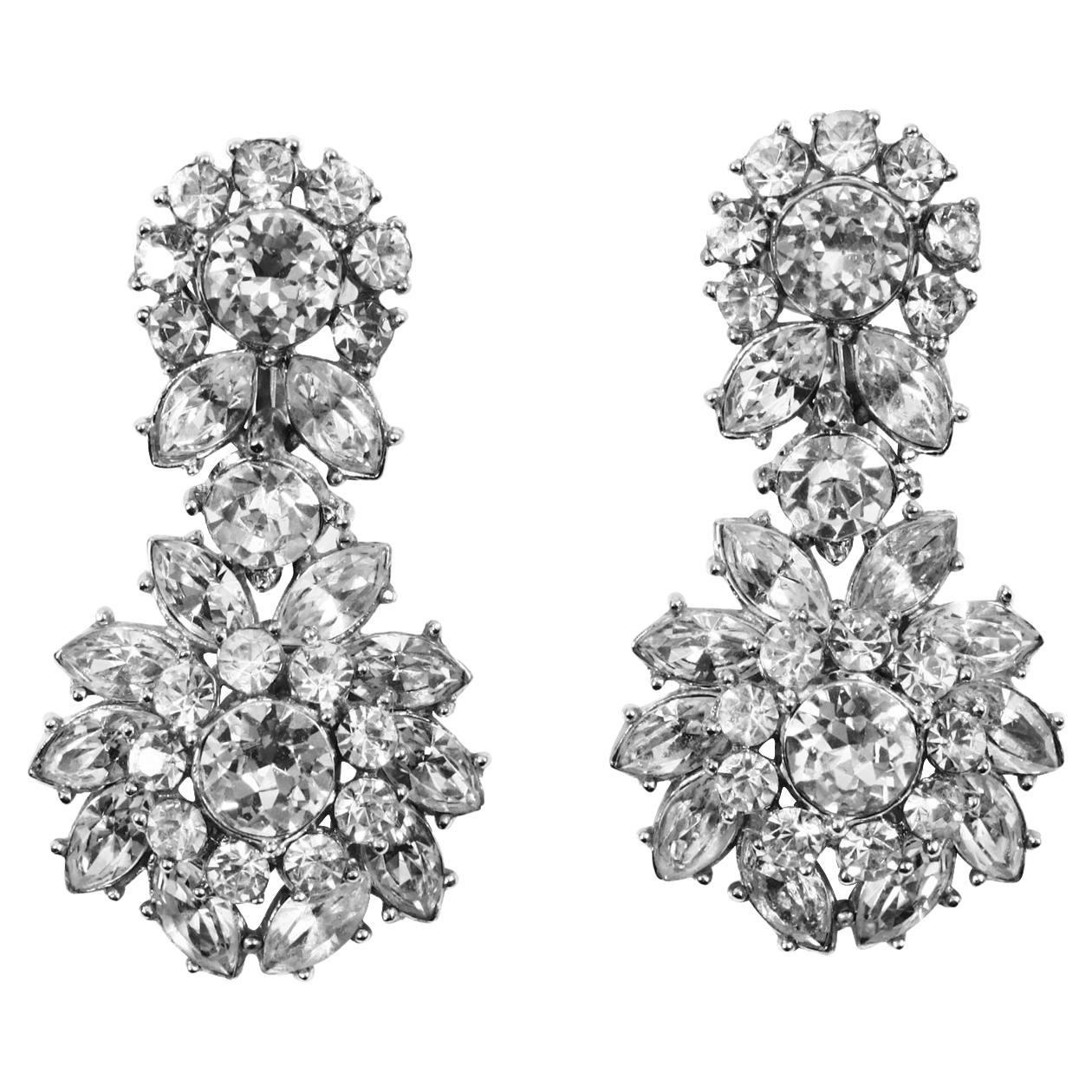 Vintage Trifari Diamante Dangling Earrings, circa 1950s