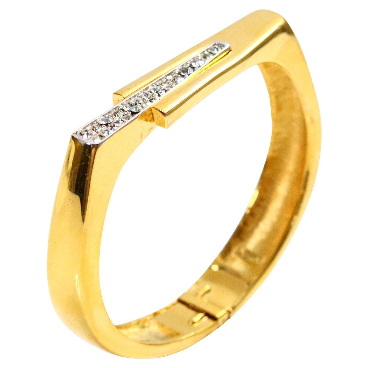 Vintage Trifari Gold und Diamanten Square Clamper Armband, circa 1980er Jahre