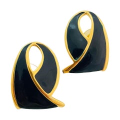 Vintage TRIFARI or émail designer runway bracelet boucles d'oreilles set