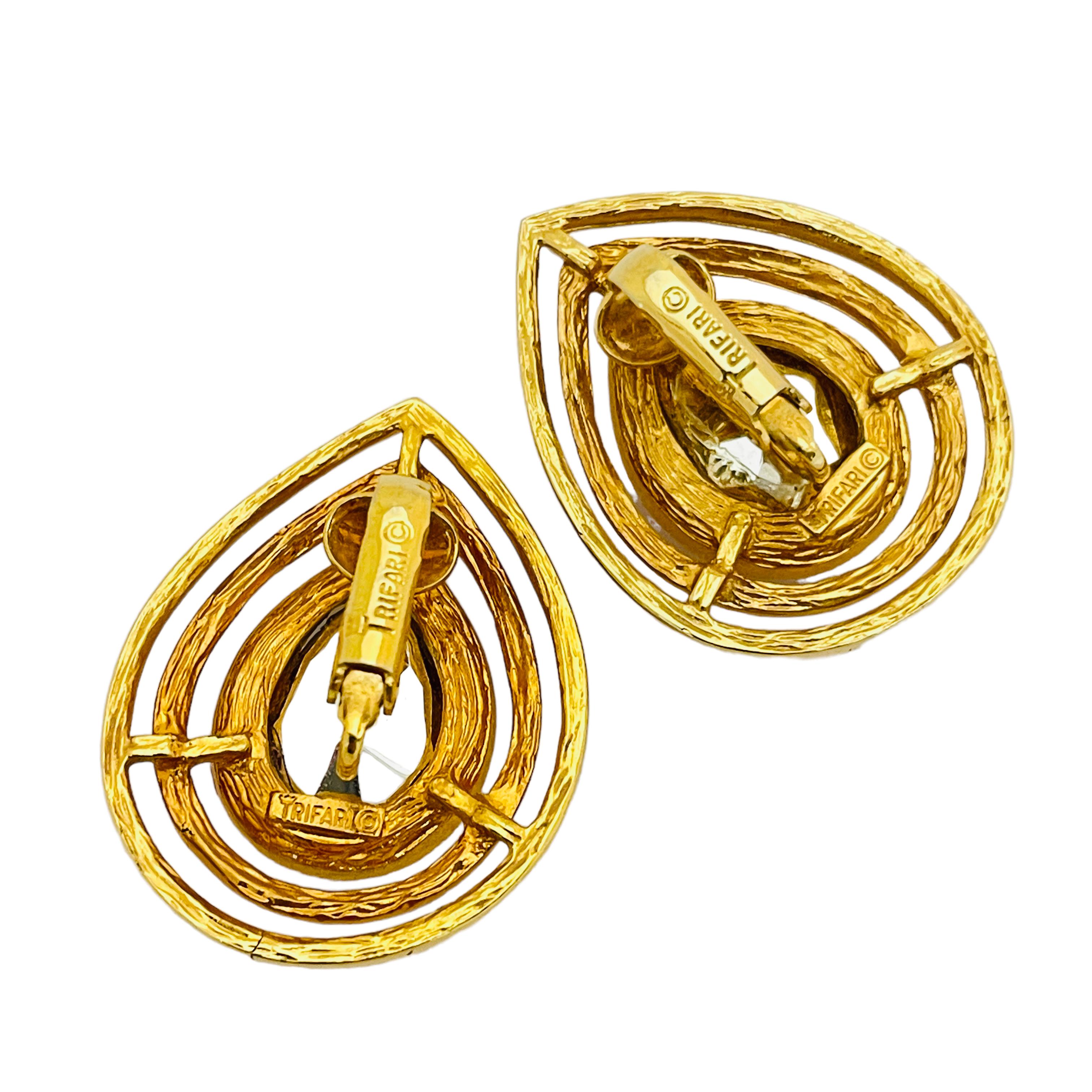 trifari gold earrings