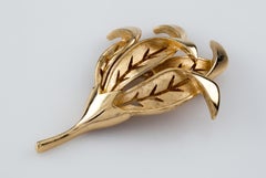 Vintage Trifari Gold-Plated Leaf Brooch