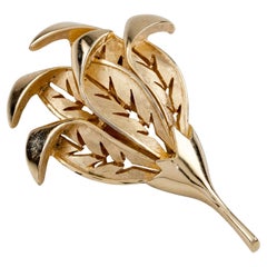 Vintage Trifari Gold-Plated Leaf Brooch