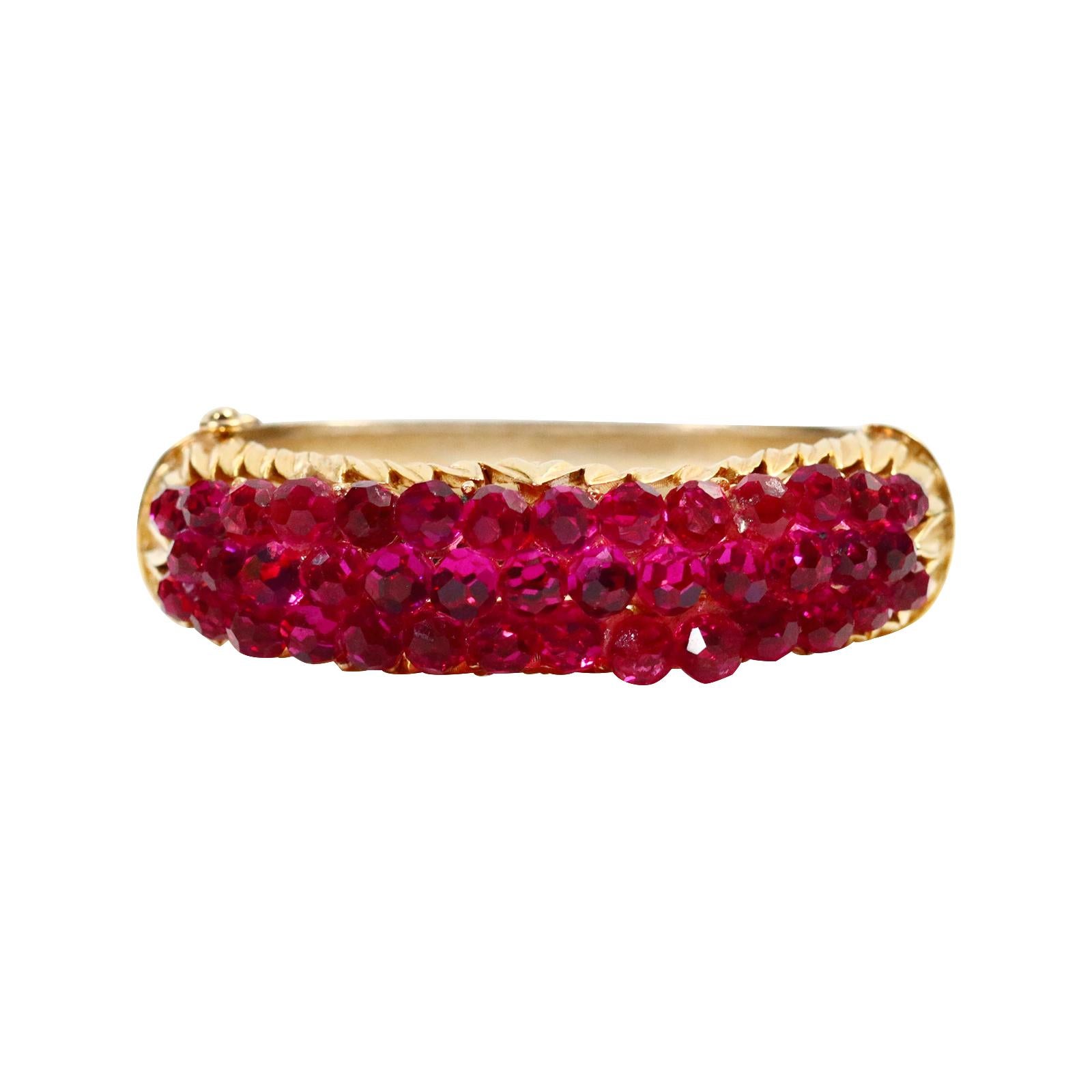 Modern Vintage Trifari Gold Tone Bracelet with Pink Beads Circa 1980s For Sale
