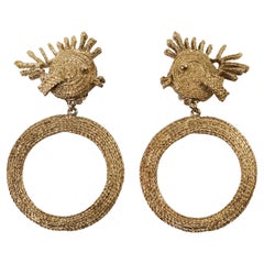 Boucles d'oreilles vintage Trifari en or avec poissons, circa 1980