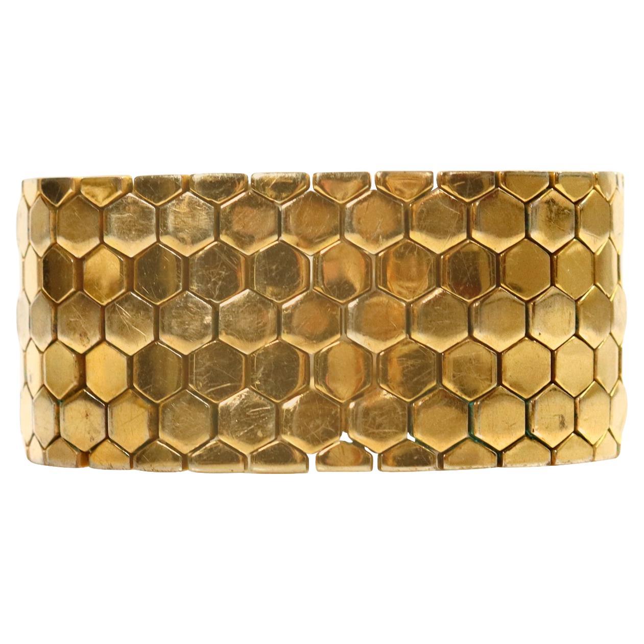 Vintage Trifari Gold Tone Honeycomb Armband im Angebot