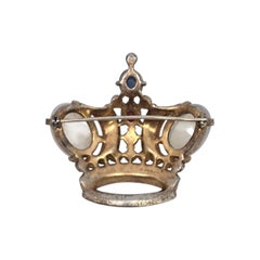 Vintage Trifari Gold Vermeil Sterling Silver Jelly Belly Crown Pin/Brooch #22555