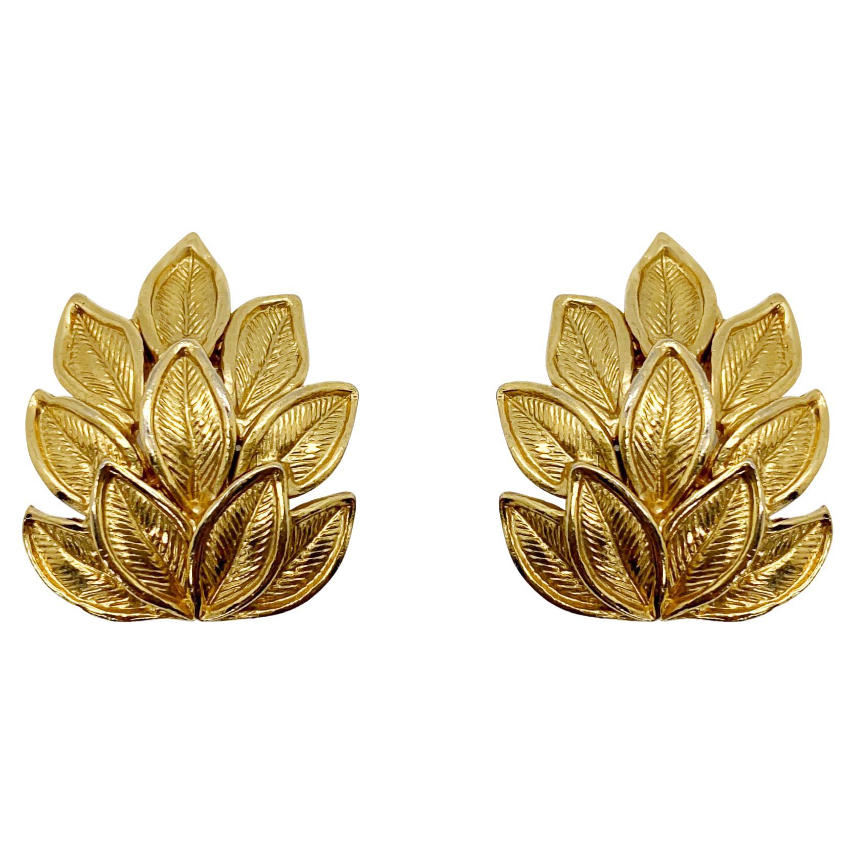 Vintage Trifari Leaf Earrings 1960s