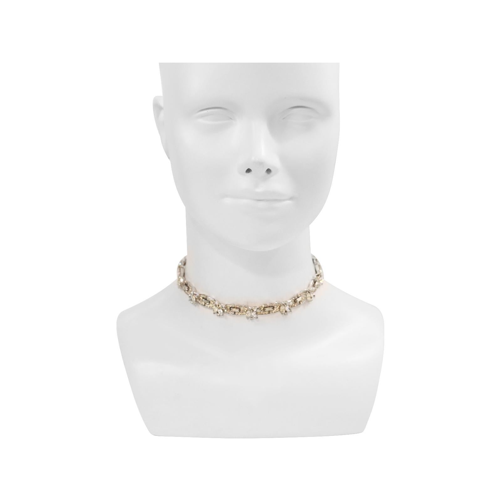 Modern Vintage Trifari Pave and Pear Choker Circa 1960s