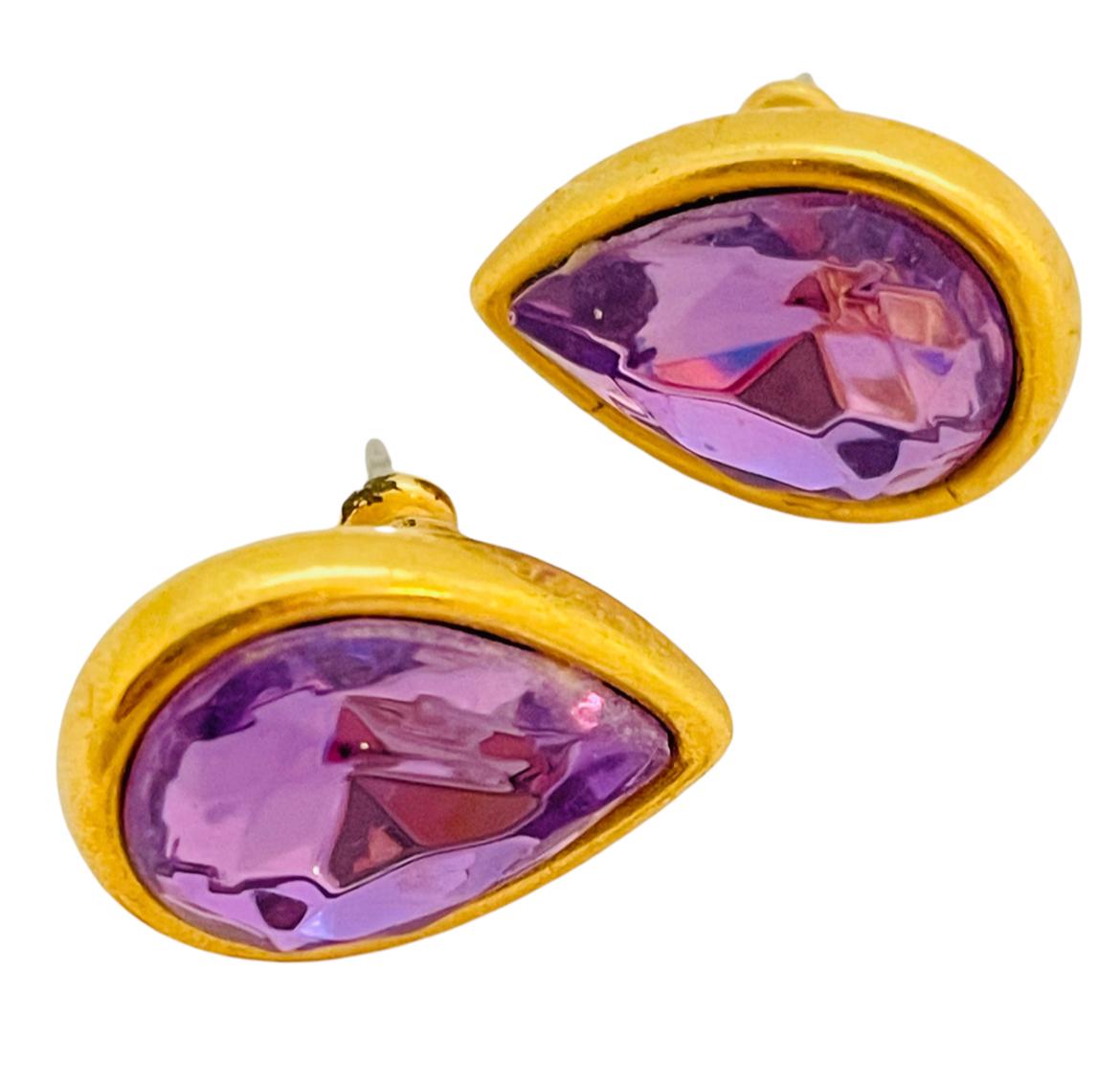 Women's Vintage TRIFARI purple crystal earrings