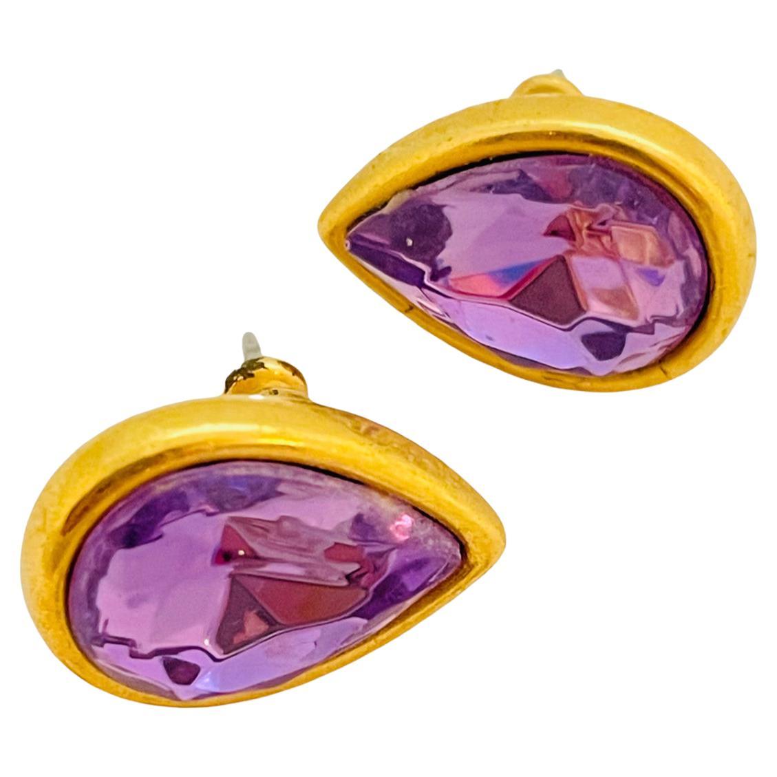 Vintage TRIFARI purple crystal earrings