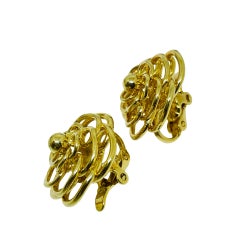 Vintage TRIFARI signiert Gold Ton Designer Clip auf Ohrringe