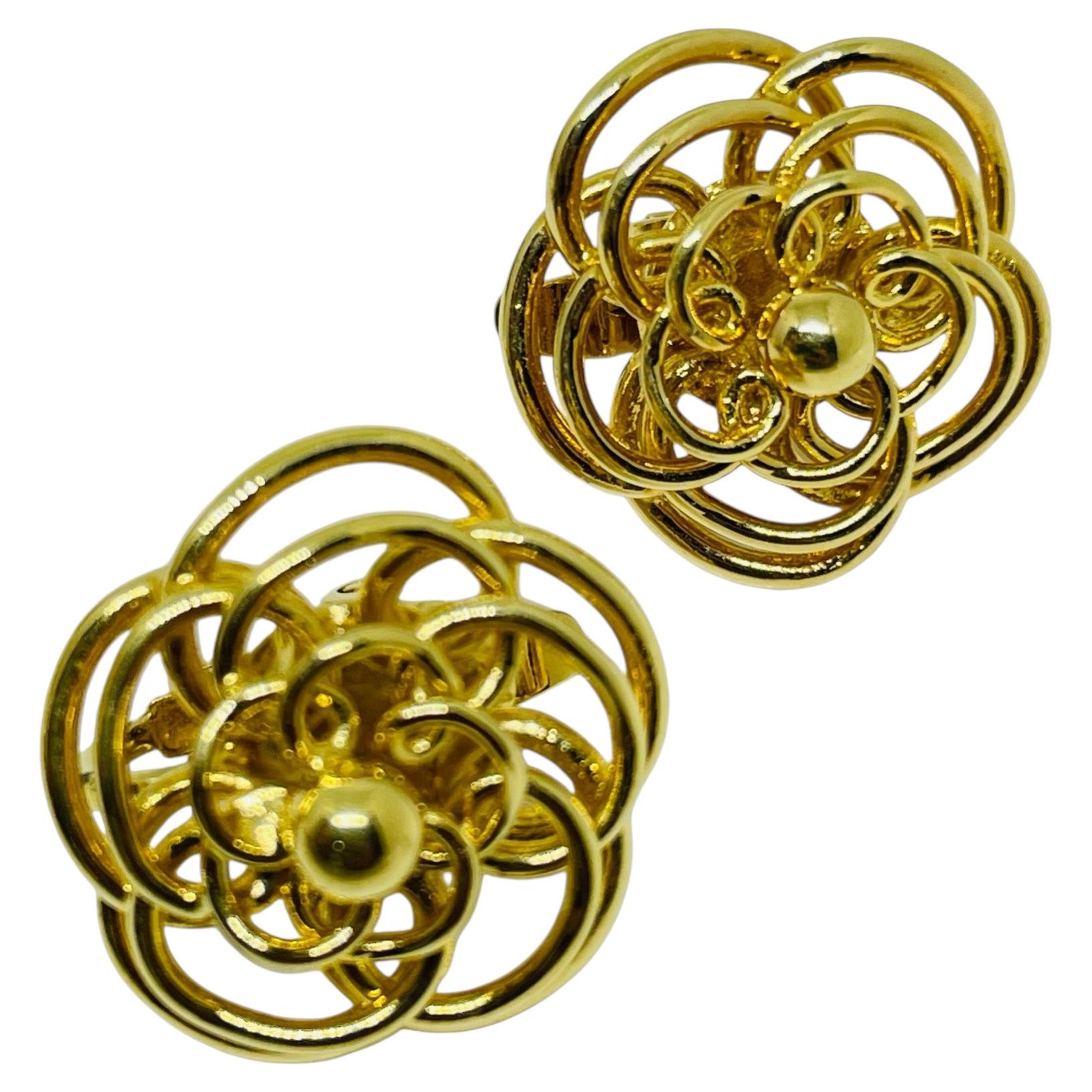 Vintage TRIFARI signiert Gold Ton Designer Clip auf Ohrringe