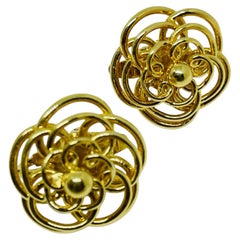 Vintage TRIFARI signiert Gold Ton Designer Clip auf Ohrringe