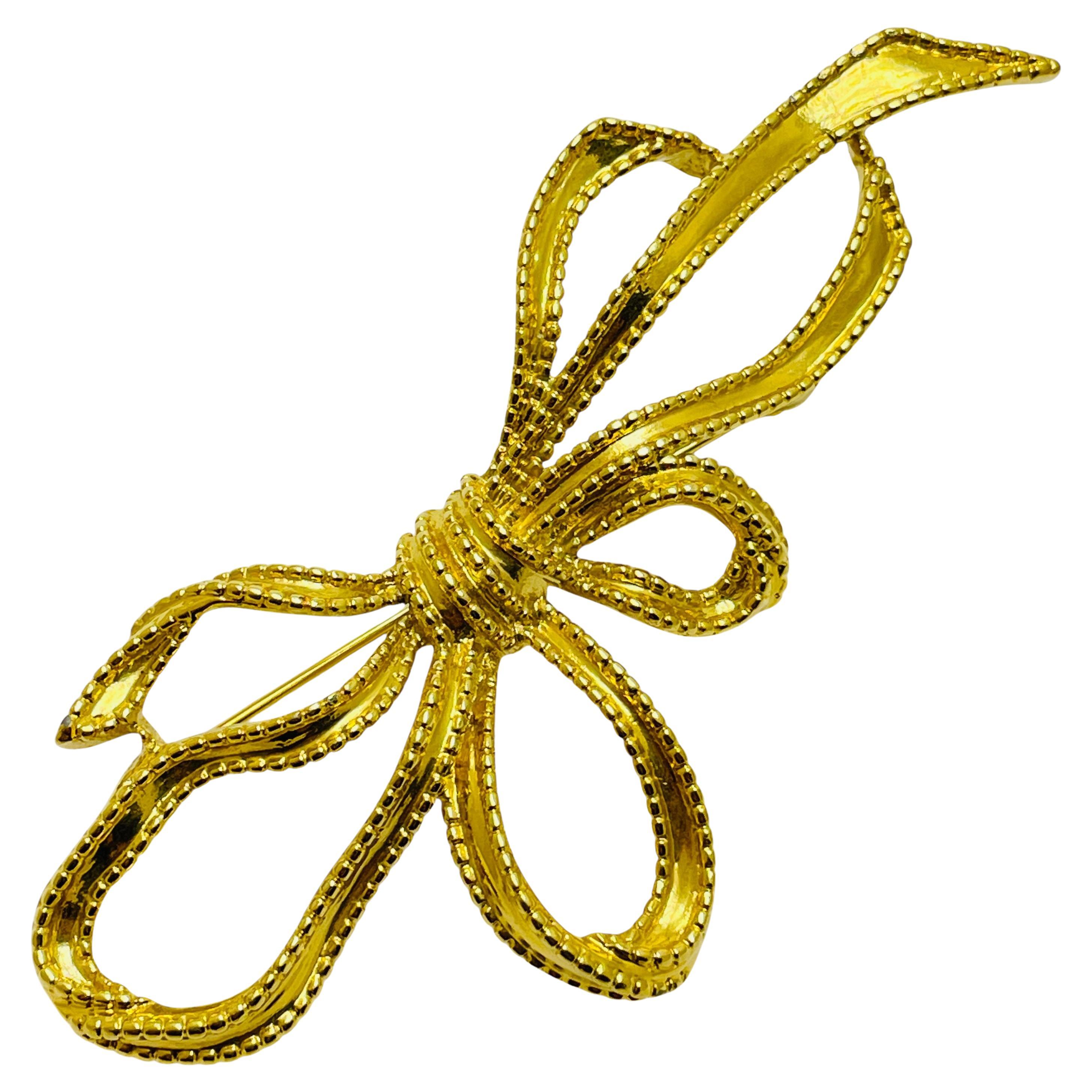 Vintage TRIFARI signiert Vintage Gold Ton Bogen Designer Brosche