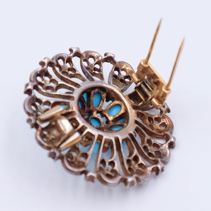 Vintage Trifari Sterling Aqua Blue Brooch 1940s In Good Condition For Sale In Austin, TX