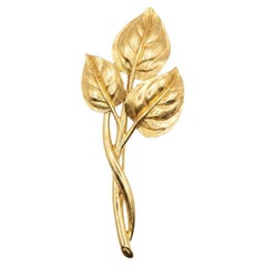 Vintage Trifari XL Gold-Plated Leaf Spray Brooch