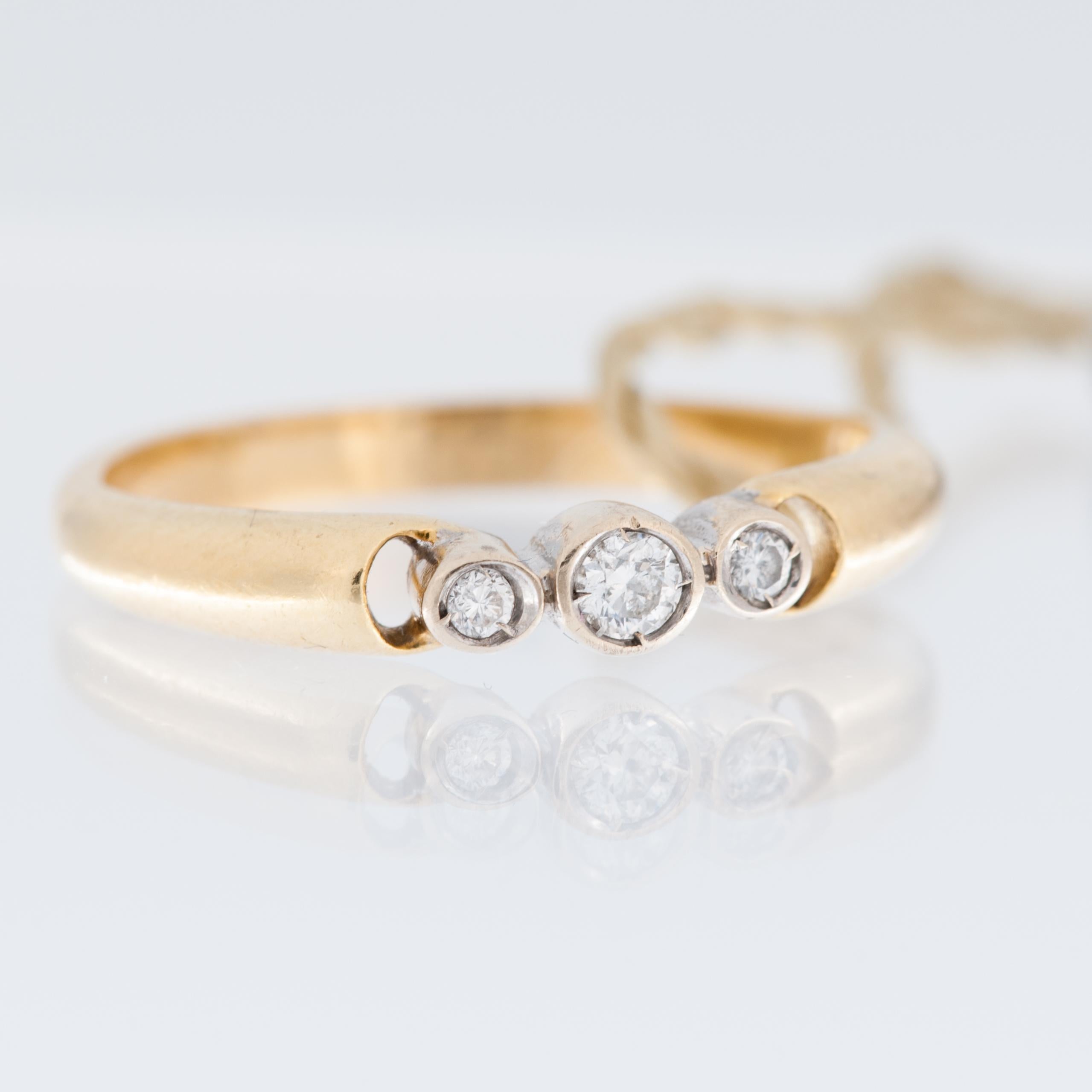 Vintage Trilogy-Ring aus 18 Karat Gold mit Diamanten im Zustand „Gut“ im Angebot in Esch sur Alzette, Esch-sur-Alzette