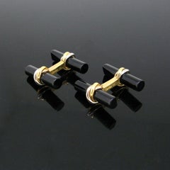 Vintage Trinity Onyx Manschettenknöpfe von Cartier, 18kt Gold, um 1970