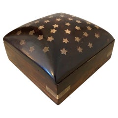Vintage Trinket Rosewood Box with Brass Star Inlays, Denmark, c. 1960's