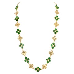 Vintage Trio GIA Collana di giadeite a quadrifoglio in oro 18K