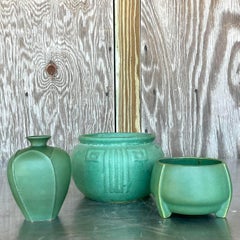 Vintage Trio of Matte Glazed Ceramic Vases
