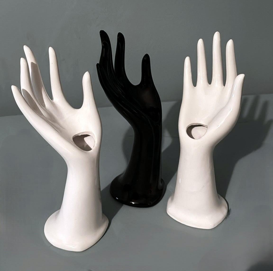 Modern Vintage Trio Of Porcelain Flower/Ring Hands For Sale