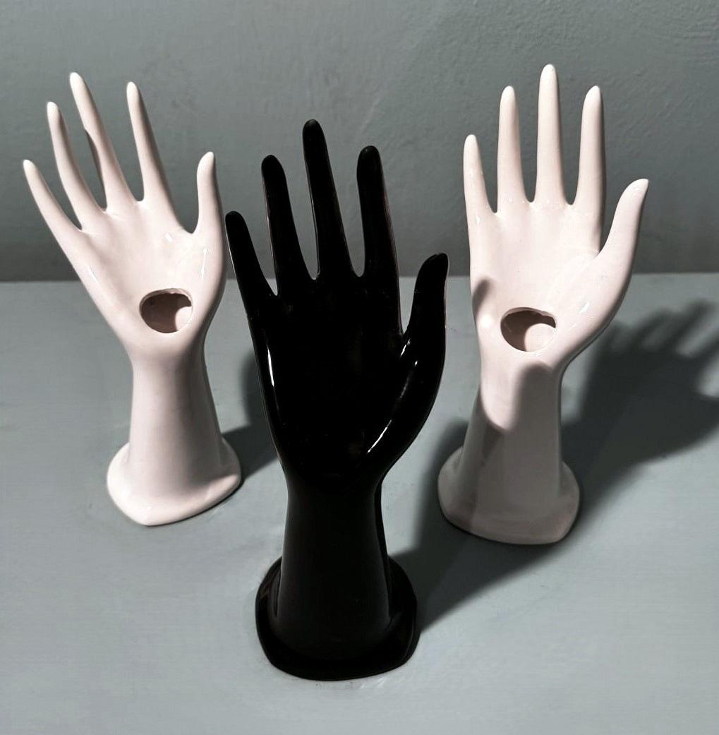 Italian Vintage Trio Of Porcelain Flower/Ring Hands For Sale