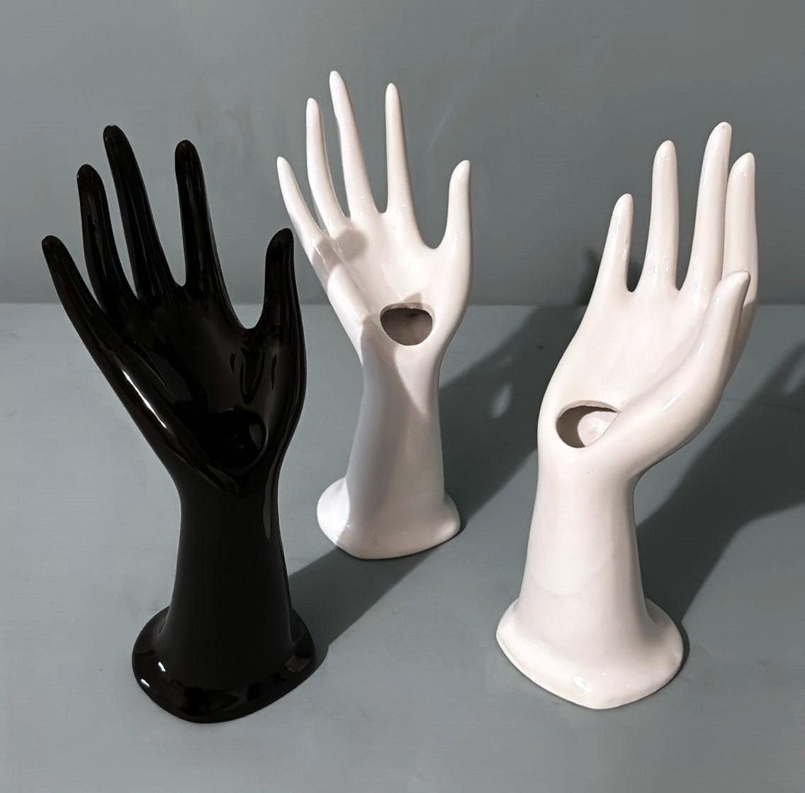 Molded Vintage Trio Of Porcelain Flower/Ring Hands For Sale