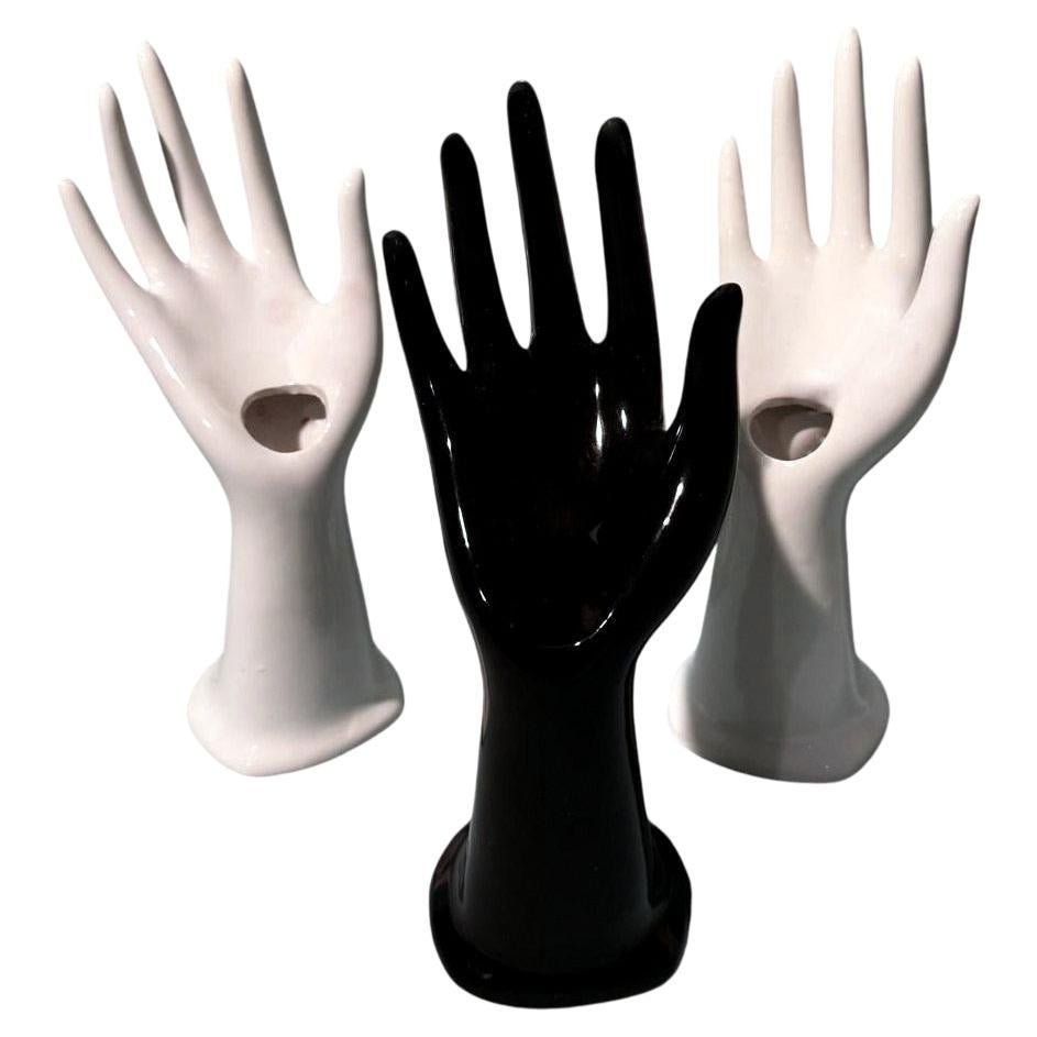 Vintage Trio Of Porcelain Flower/Ring Hands For Sale
