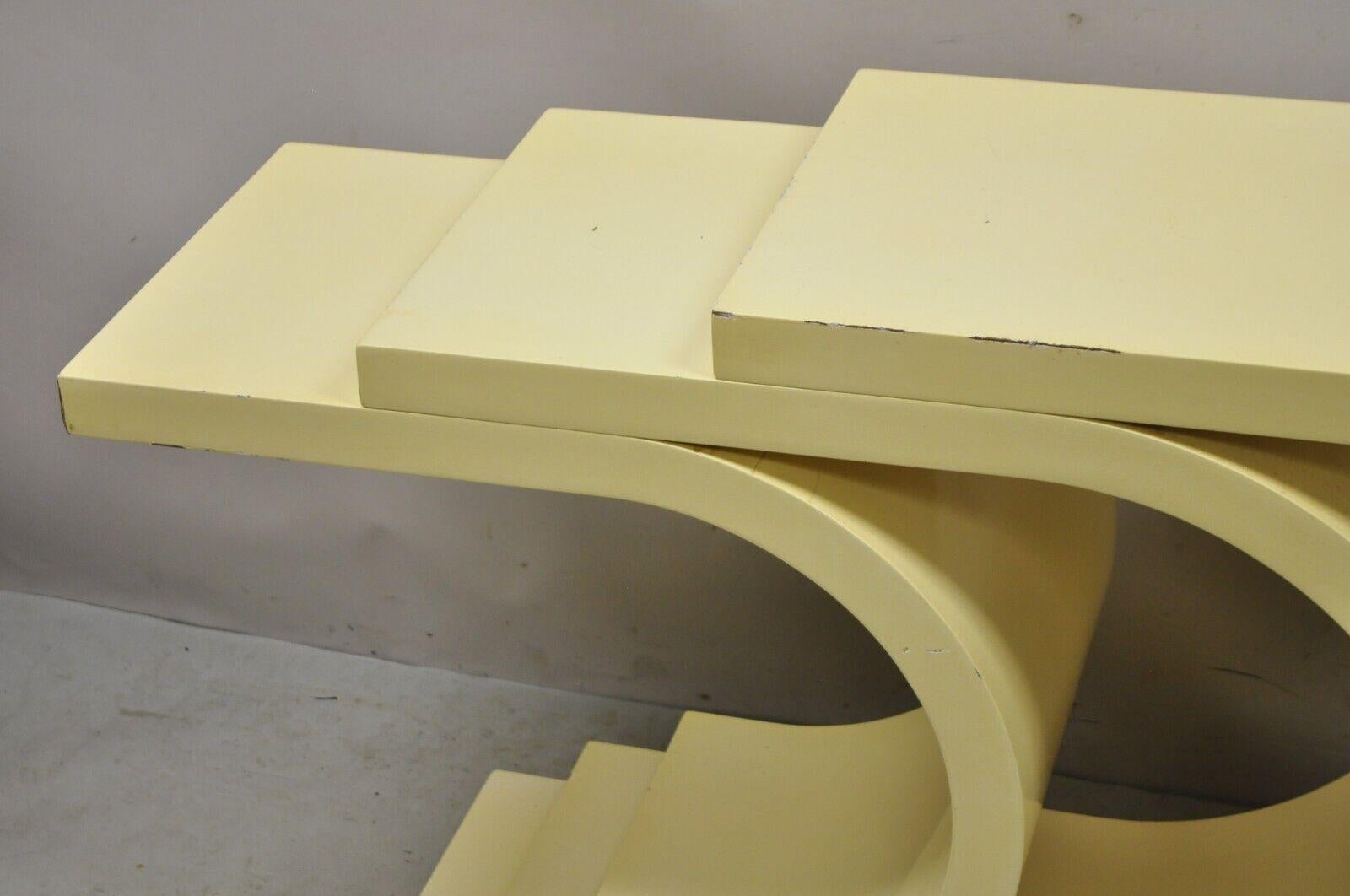 Vintage Triple C Bone Lacquer Sculptural Modern Console Hall Table For Sale 4
