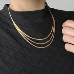 Vintage Triple Chain 9 Carat Gold Necklace