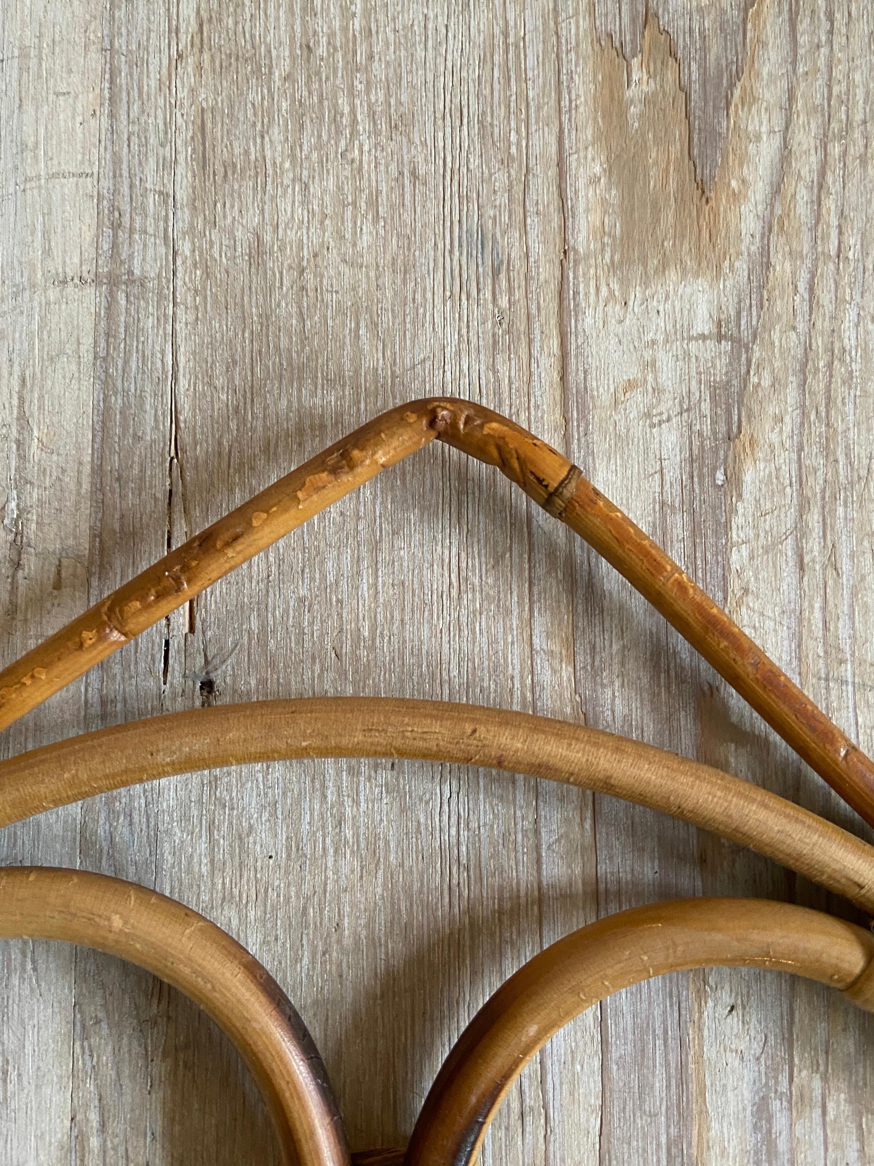 Mid-20th Century Vintage Triple Circle Bamboo Coat Hanger, Italy, 1960s For Sale