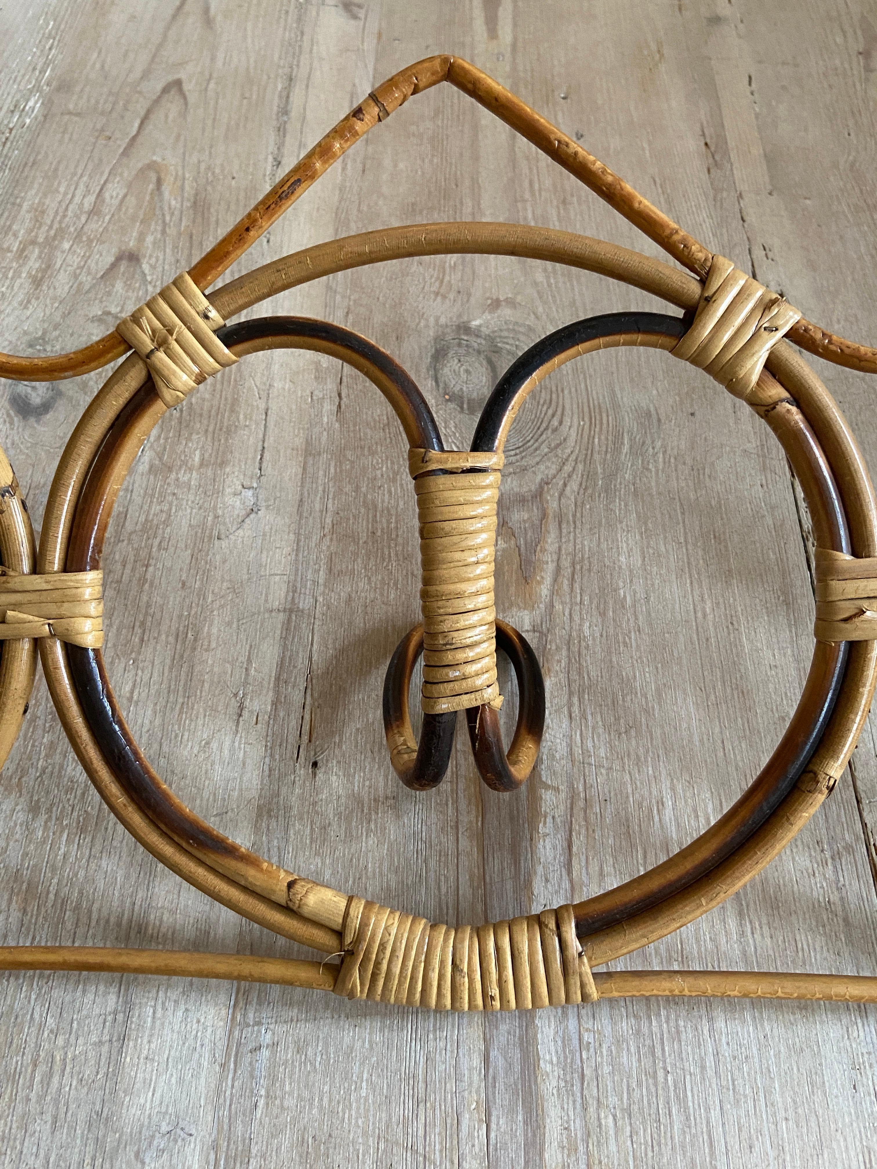 Vintage Triple Circle Bamboo Coat Hanger, Italy, 1960s For Sale 3