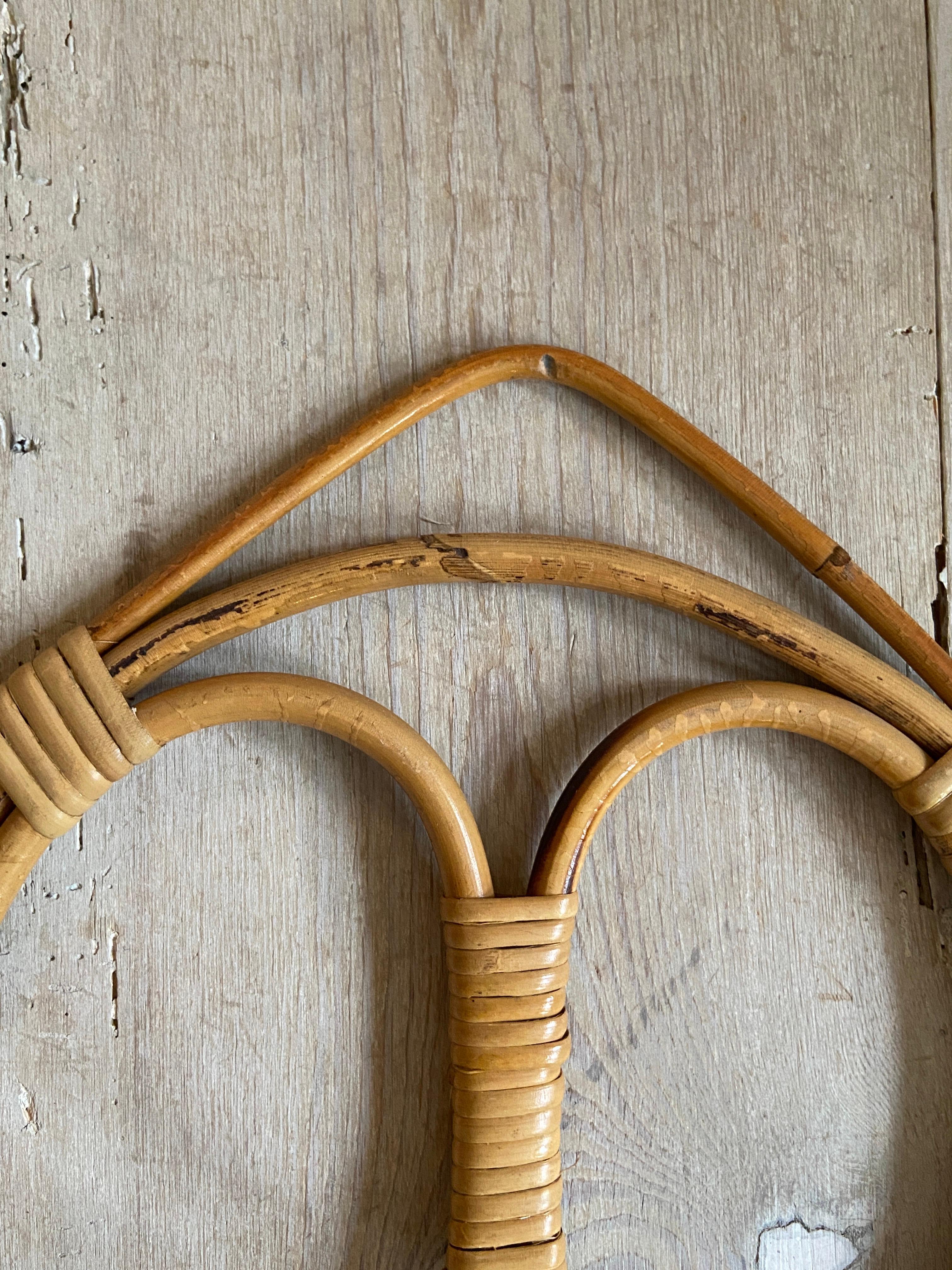 Vintage Triple Circle Bamboo Coat Hanger, Italy, 1960s For Sale 4
