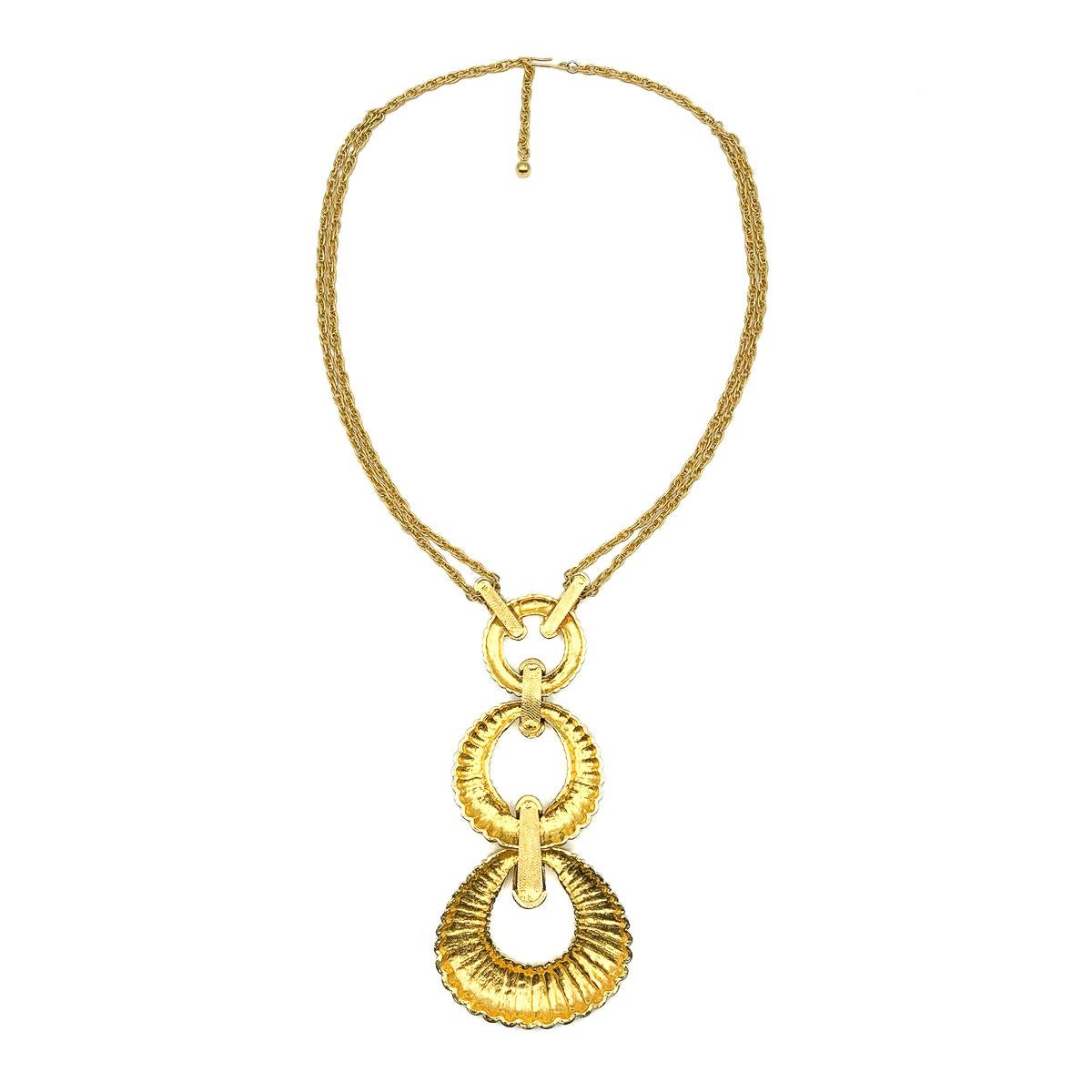 Women's or Men's Vintage Triple Hoop Sautoir Statement Necklace 1960s For Sale