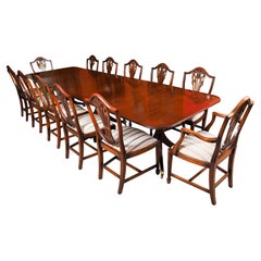 Vintage Triple Pillar Dining Table by William Tillman Harrods 19th Century