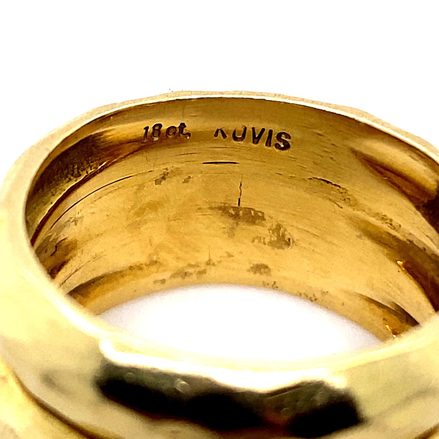 Dreireihiger Vintage-Ring aus 18 Karat Gelbgold im Angebot 1